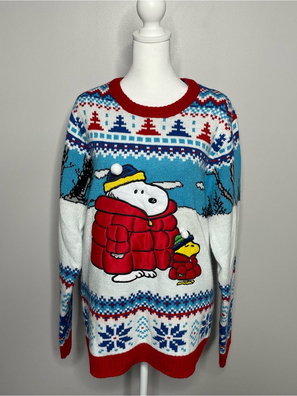 Peanuts Snoopy Christmas Crewneck Sweater Large